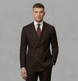 S120s Dark Brown Double Breasted Suit